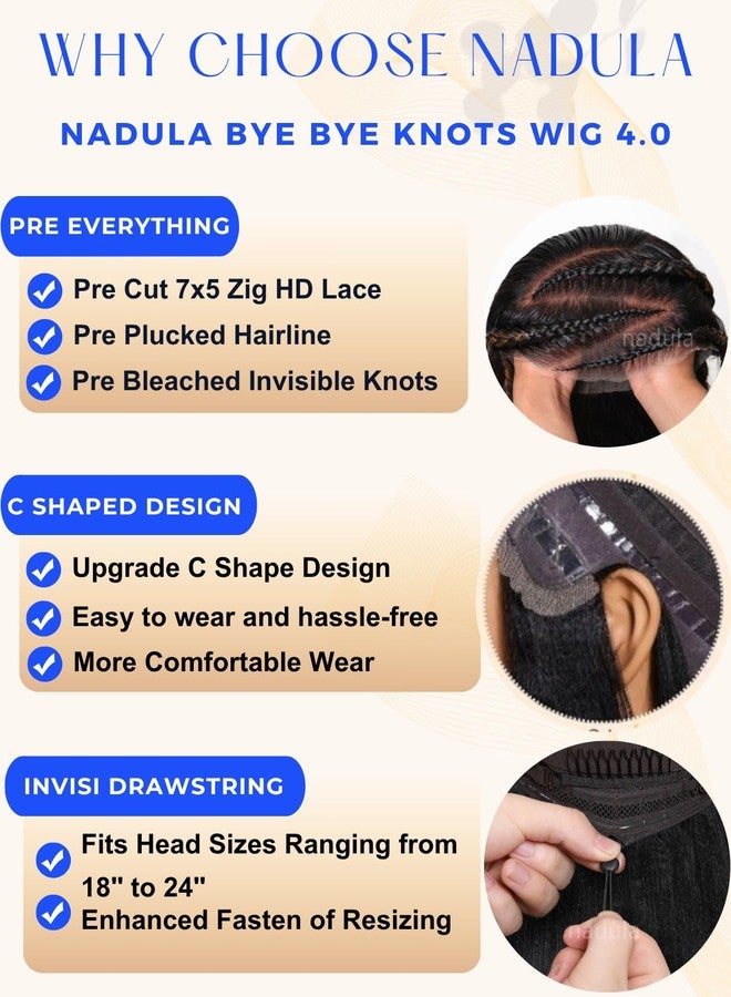 Nadula Bye Bye Knots Glueless Balayage Brown Body Wave Wig Human Hair with Drawstring, Pre Cut 7x5 HD Lace Front Wigs Pre Plucked Bleached Knots Ready to Go Highlight Ombre Wig 150% Density 16inch - Image 5